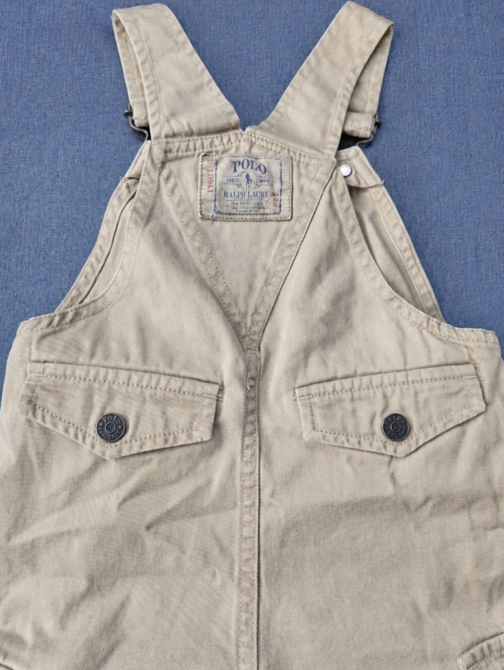 VTG Polo Ralph Lauren Ranch Line Khaki Cargo Overalls Toddler Utility Workwear